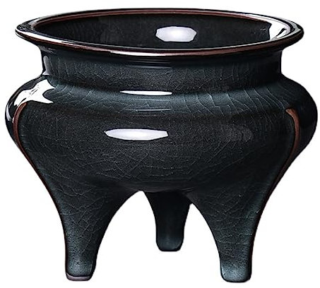 Quemador de incienso Horno de aromaterapia hecho a mano, horno de incienso de celadón, horno de sándalo de carretera de incienso for interiores, horno de trípode de cerámica Retro Soporte para quemado