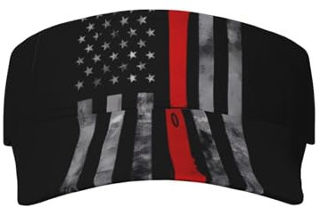 MYGANN Firefighter Axe Red Line Flagge, Unisex, verstellbarer Sonnenschutz, hohler Hut für Indoor- und Outdoor-Aktivitäten, Laufen, Golf, Schwarz , One size