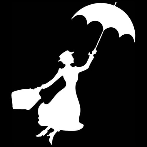 JIFENLI Autoaufkleber 15,8 cm * 18,3 cm Mary Poppins Mode Auto Styling Dekor Vinyl Auto Aufkleber Schwarz/Silber