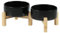 Havniva Lot de 2 gamelles en céramique lestées et réglables avec support surélevé à 2 hauteurs, bols de nourriture et d'eau pour chiot, chat, chaton, 13 cm, 0,4 l, noir
