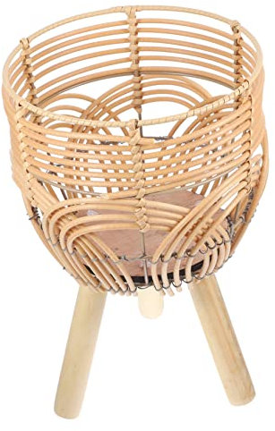 CAXUSD Bamboo Plant Pot Holder with Standing Legs Indoor Woven Flower Basket Plant Stand for Living Room Balcony Bamboo Planter Rack Small Size Home Decor