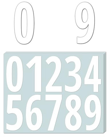 200 Pieces, 100mm - Number Stickers, Large Waterproof Vinyl Stick On Numbers, Door Sticky Numbers - White