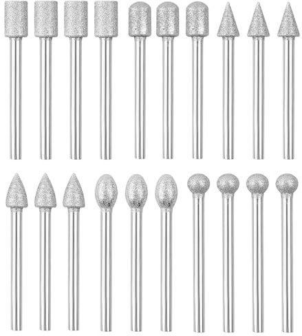 Raheem Diamant Fräser Set 20 Stück Diamant Frässtifte Schleifstifte Kompatibel für Dremel Rotary Tool Zubehör mit 1/8 Schaft für Stein Glas Keramik Schnitzen Schleifen Polieren Gravieren