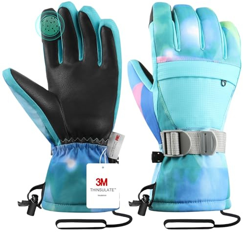 Pnosnesy Skihandschuhe, wasserdichte Schneehandschuhe, Winterhandschuhe, Winddichte Touchscreen-Handschuhe für kaltes Wetter für Männer, Frauen und Kinder