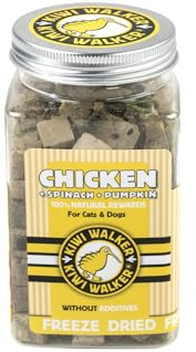 KIWI WALKER Gefriergetrocknete Hundeleckerlis | Mix Geschmacksrichtungen (1 Dose, Hühnerleber + Spinat + Kürbis)