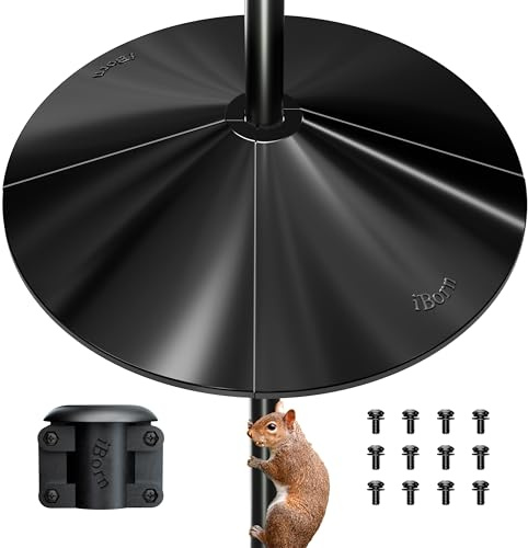 Eichhörnchen-Abweiser für Vogelfutterstange, 50 cm übergroßer Eichhörnchenschutz, Vogelfutterautomat-Schutz für draußen, aus Polycarbonat (PC), 1 Pack, Schwarz