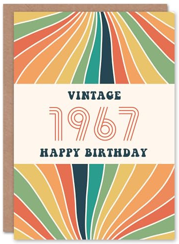 Artery8 Vintage Retro Him Her Rainbow Born 1967 Aged 58 Years Old 58th Birthday Card Mum Dad Gran Grandad