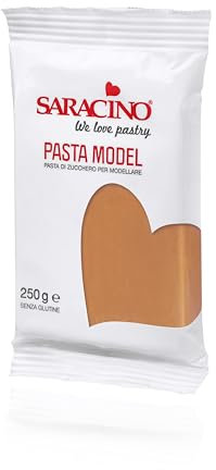 Saracino Zuckerpaste hellbraun für Modelliermasse, 250 g, glutenfrei, hergestellt in Italien