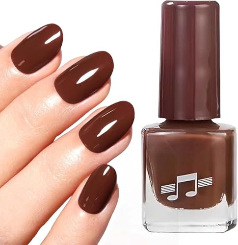 Quick-Dry Nude Brown Nail Polish - Oil-Based Formula, No UV Required, DIY Nail Art for Women