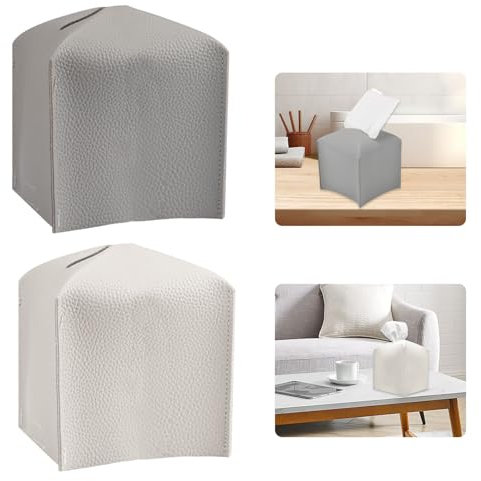 2 Pezzi Porta Fazzoletti,Scatola per Fazzoletti in Pelle PU Quadrata,Portafazzoletti in Stile Semplice,Salviette in Design Moderno Portafazzoletti in Stile Semplice con Cintura Inferiore,per Bagno