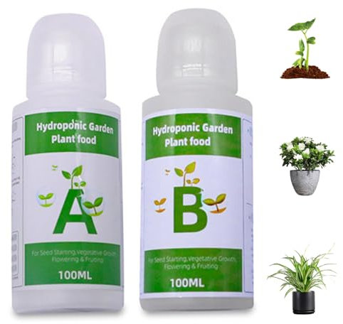 Jcasbdn 2 Bouteilles nutriments hydroponiques 2023g / Bouteille Universal Hydroponic Plant Food A et B pour Les Plantes intérieures Légumes Fruits et Fleurs
