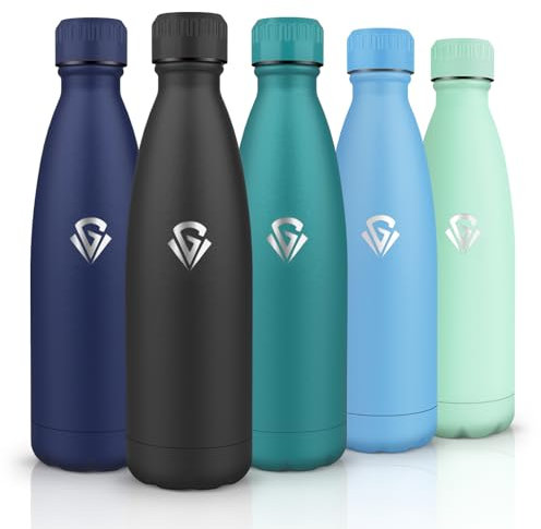 HoneyHolly Trinkflasche Edelstahl, 500ml BPA-frei, Thermosflasche, 18/8 Edelstahl, Wasserflasche Kinder, Doppelwandig Vakuumisoliert, Thermoskanne für Schule, Outdoor, Camping, Picknick