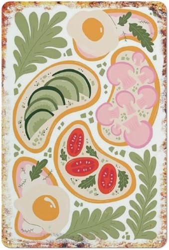 Fisch-Abendessen, mediterranes Abendessen, Kunst, Küche, Retro-Café, Sage Kitsch, Food Gallery, mutiges lustiges Büro-Poster, Kaffeebar, Blechschild, Kabinendekor, Schreibtisch, Heimgeschenk, 14 x 20