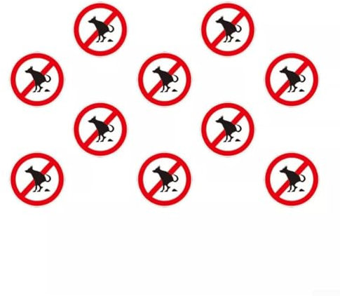 No Peeing Dog Poop Stickers 10 Pack of Signs for Property Protection Against Dogs