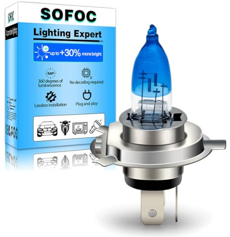 SOFOC H4 9003 HB2 Scheinwerfer Weiß 12V 35W Non-Polarität Abblend-/Fernlicht für Motorrad Roller 800+Lm 1pcs