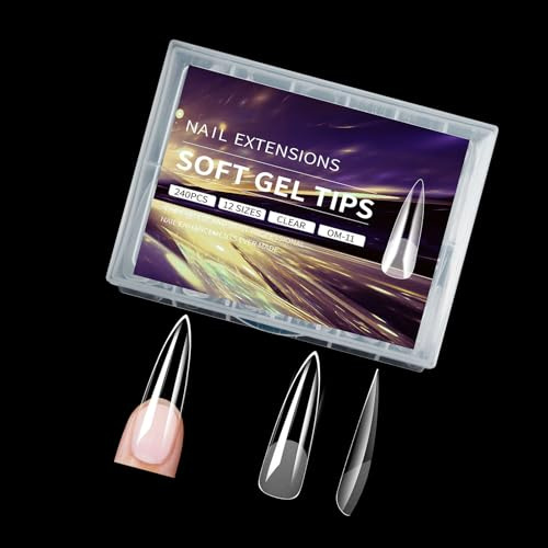 240pcs Transparent Coffin Gel Nails Tips For Professional And Art Clear Long Square Tips For Acrylic Press On Nails