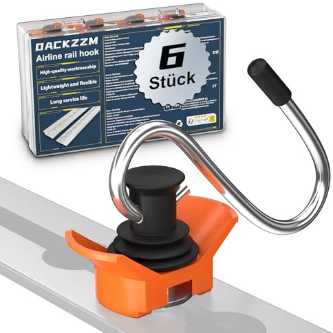 DACKZZM Airlineschiene Zubehör Fitting Haken 6 Stück, 50 kg Tragfähigkeit | Single Endbeschlag Airlineschiene Airlineschiene Zubehör für Transport,Ladungssicherung in Anhänger, Transporter und PKW