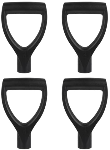 D Griff Schaufelstiel Ersatz aus PP für Schnee | 4 Stück, Glatte Schwarze Oberfläche, 18,5x12x3,2cm, für Schaufel und Rechenwerkzeuge