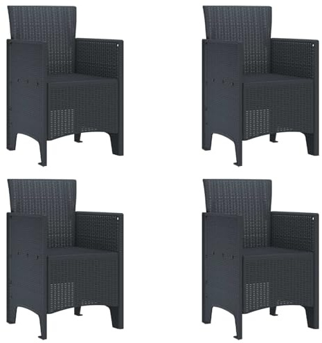 SooIarix Gartenstuhl 4er Set Anthrazit, 53x49x85 cm Polypropylen, stapelbar, witterungsbeständig, für Balkon, Terrasse & Garten, 440 kg Tragkraft