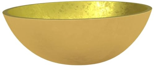 Mhdvray Lavabo in vetro 50 x 37 x 14 cm oro moderno lavabo da appoggio per bagno ospiti WC lavabo senza rubinetto