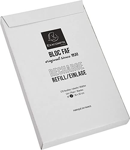 Exacompta - Ref 12212E - FAF Desk Pad Refill / Recharge Pad No.2 (170 Sheets) - 160 x 100mm in Size, 70gsm Micro-Perforated Sheets, Plain Rulings, FSC-Certified, White