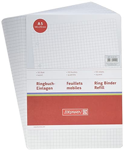 Brunnen 1066332 Ringbucheinlagen (A5, kariert, 100 Blatt, 70 g/m²), weiß