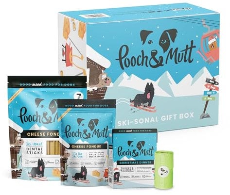 Pooch & Mutt - Dog Christmas Dinner Gift Box, Wet Food and Healthy Meaty Treats