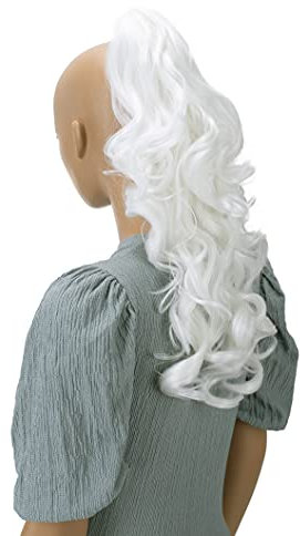 CAISHA 50cm Haarzopf Sarah Haarteil mit Butterflyklammer Pferdeschwanz Haarverlängerung Voluminös Gewellt Weißblond HT614