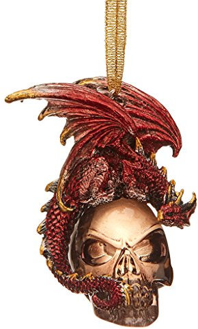 Christbaumschmuck - Black Coal Schädel und Drache-Feiertags-Verzierung: Set von drei - Drache Statue Schädel-Dekor