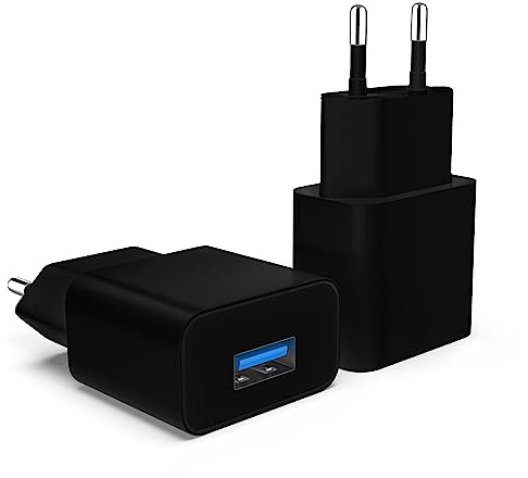 MyGadget 2X Caricatore USB da Muro - Caricabatteria Universale (2A | 5V) - Carica-batterie per Apple iPhone 15 Plus 14 Pro Max 13 Mini Samsung S24 - Nero