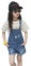 KIDSCOOL SPACE Salopette Grande per Bambina Jeans Estivi Strappati Salopette Corta, Azzurro, 10-11 Anni