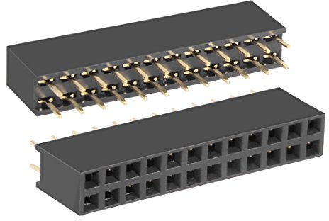 sourcing map 50Pcs 2.54mm Pitch 2x12-Pin Double Row Straight Connector Female Pin Header Strip PCB Board Socket