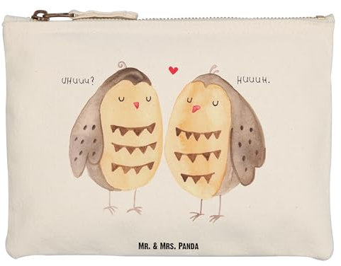 Mr. & Mrs. Panda Grösse XL Große Schminktasche Eulen Liebe - Geschenk, Kosmetiktasche, Stiftemäppchen, Kosmetikbeutel, Wortspiel lustig,