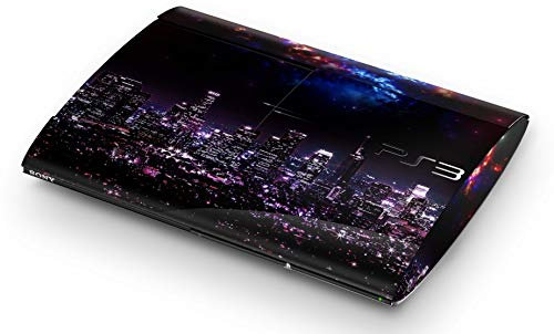 Skins4u Aufkleber Design Schutzfolie Vinyl Skin kompatibel mit Sony PS3 PlayStation 3 Super Slim Skyline