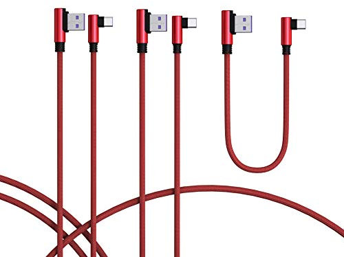 TECHGEAR USB C Cable (30cm+1m+1.5m) 90 Degree Right Angle Sync & Fast Charge Cable Compatible with Samsung S25 S24 S23 S22 S21 A16 A36 A54 5G, Pixel 9 8, OnePlus, Oppo Find X8 X5, Redmi Note, Moto etc