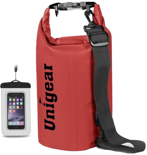 Unigear Dry Bag, Wasserdicht Taschen mit Handytasche und Gurte für Boot und Kajak, Angeln, Rafting, Schwimmen, Camping und Snowboarden, MEHRWEG