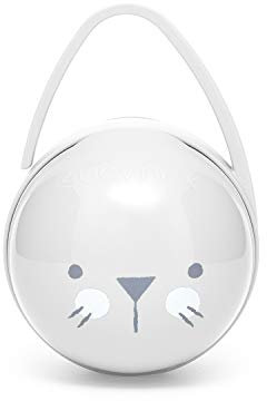 Suavinex - Portachupete Premium Bebé para Llevar 2 Chupetes, Caja Portachupetes Portátil, Funda para Chupetes, Color Whiskers Gris