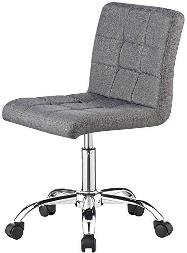 Charles Jacobs Swivel Office Chair/Stool With Adjustable Height and Ultra Padded Design for Comfort (Grey Fabric)