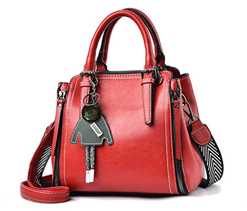 BUKESIYI Damen Tasche Umhängetasche Handtasche Frauen Klein Schultertasche Weekender Lack PU Leder DE77139 Weinrot