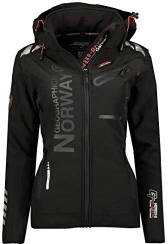 Geographical Norway Veste softshell pour femme, veste de pluie fonctionnelle pour le sport et les activités de plein air, noir/noir, XXL