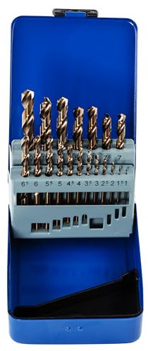 Rennie Tool Company 1-10mm HSS Cobalt Drill Bit Sets With Metal Case - Drill Bits Set of 19 Pieces for Stainless Steel, Aluminium, Hards Metals, Cast Iron, Plastic & Wood