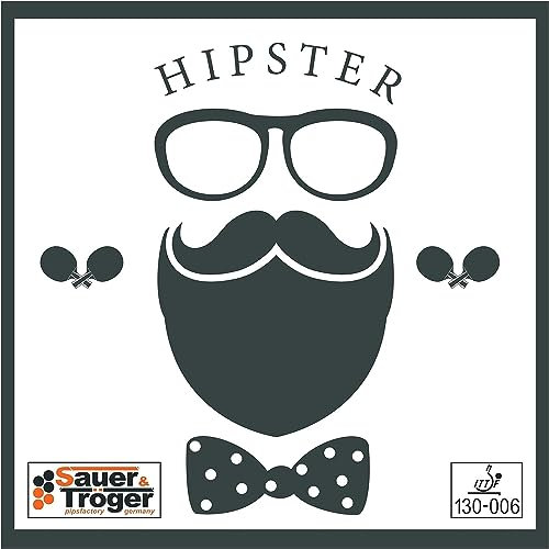 Sauer &Tröger Tischtennis Belag Halb Lange Noppe | Hipster | Rot, Schwarz | 1,1 1,5 1,9 (Schwarz, 1,1 mm)