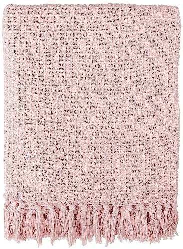 Emma Barclay Honeycomb — Überwurfdecke aus recycelter Baumwolle, schlichte Waffelstruktur, Zartrosa, 50 x 60 (127 x 152 cm)