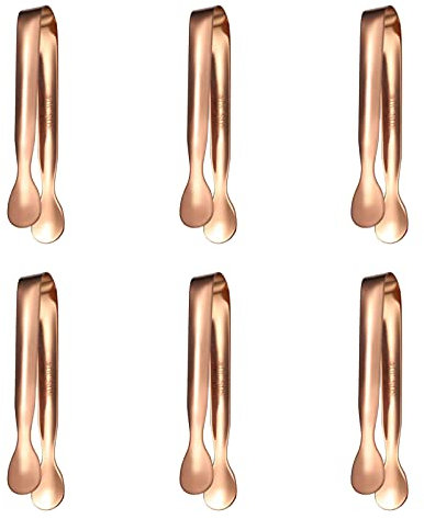 Zuckerzange Klein Set, Edelstahl Eiswürfelzange Süßigkeiten Zange Zucker Clip Servierzange Salatzange Eiswürfelzange Zucker Clip Zubehör für Candybar Hochzeit Party (6 Stück) (Roségold)