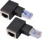 euroharry 2 adaptadores Ethernet de 90 grados, derecho + izquierdo, conector RJ45 macho a hembra, apantallado, compatible con Cat5 Cat6