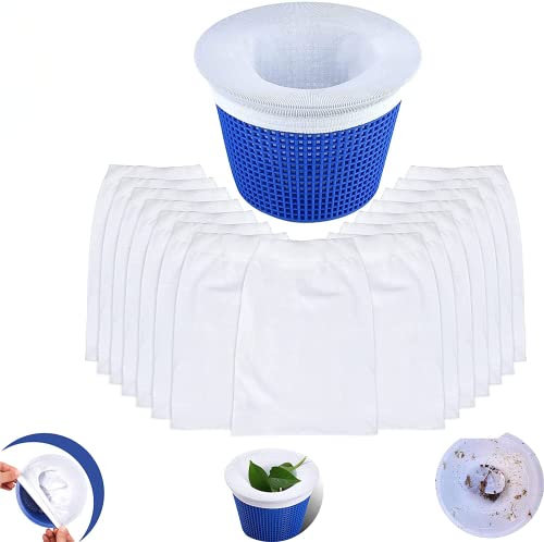 Pool Skimmer Socks,Chaussette skimmer piscine,Chaussette filtre Piscine,Prefiltre Skimmer Réutilisable et Super Élastique pour Peuvent Emprisonner Pollen,Feuilles,Cheveux,l'Huile,les Insectes(20pcs)