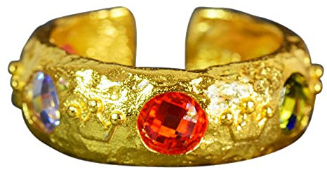 NicoWerk Damen Silberring mit Stein aus 925 Sterling Silber Golden Rustikal Matt Ausgefallen Bandring Zirkonia Verstellbar Offen SRI648