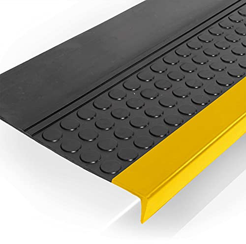 ANRO Stufenmatten Gummi außen/innen Treppenstufenmatten rutschfest Treppenstufen Matten gelb Größe 60x30x4cm