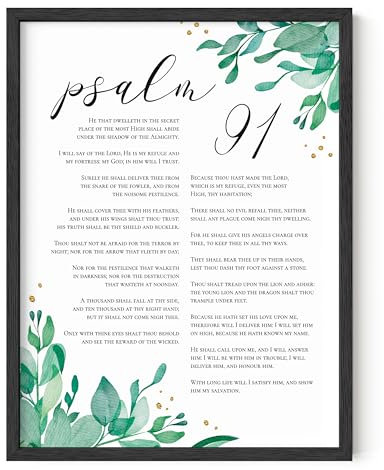HAUS AND HUES Psalm 91 Wandkunst,Bibelversen Wandkunst, religiöse Wandzitate Bibelvers, Kunstwerk mit Schriftkunst, christliche Drucke und Poster (ungerahmt, 30.5x40.6 cm)