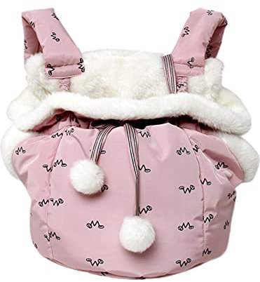 perfk Rucksack Transporteur für Kleine Hunde, Atmungsaktive Brust Tragetasche Zusammenklappbare Plüschtasche Reisen, Wandern Im Freien, Bepink
